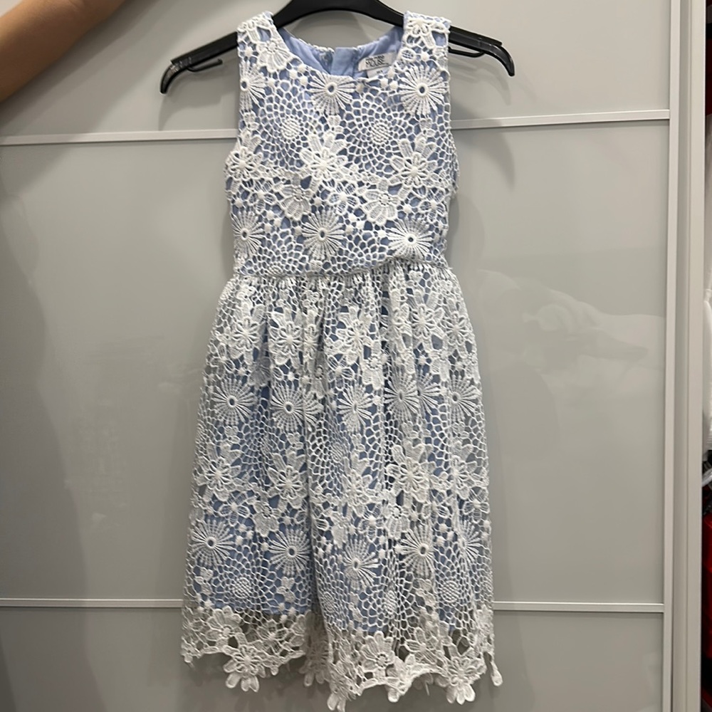 Miss Mona Mouse Soft Baby Blue and White Floral Casual Summer Dress